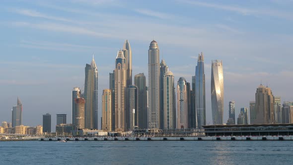 Skyline cityscape of the Dubai Marina skyscrapers, United Arab Emirates alt