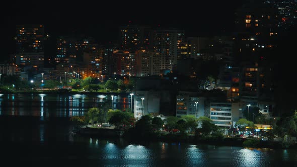 Timelapse of Street in the City of Rio De Janeiro As Seen From Ipanema During Night Time alt