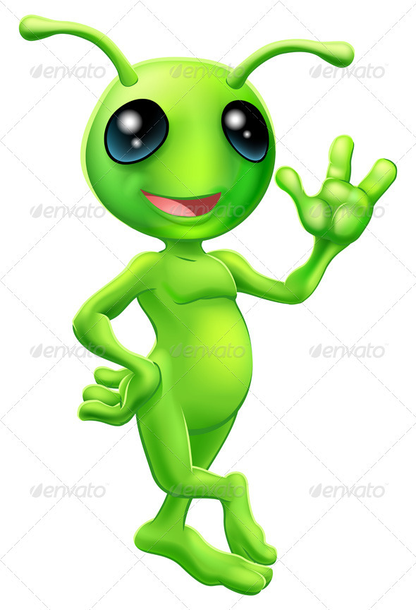 Little green man alien - Characters Vectors