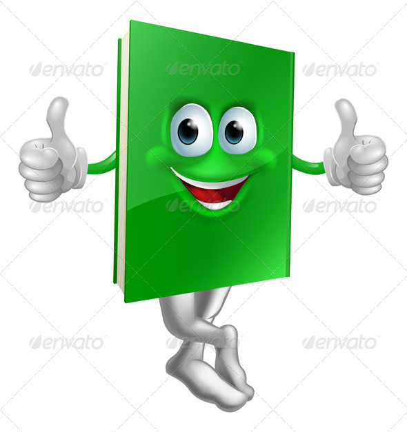 Cute thumbs up green book character - Characters Vectors