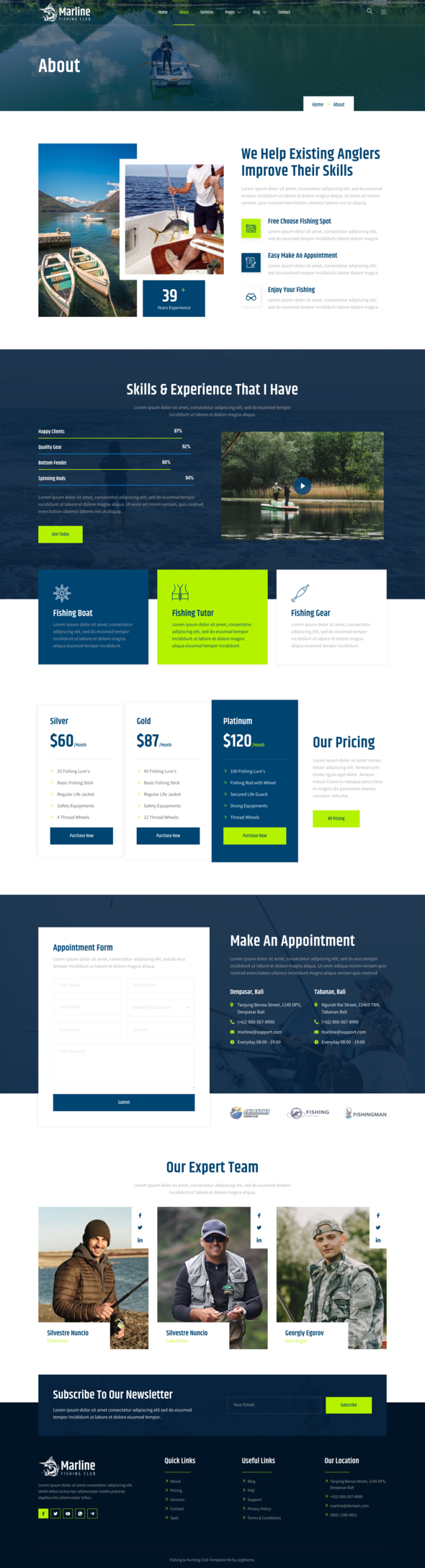 Marline ? Fishing & Hunting Club Elementor Template Kit