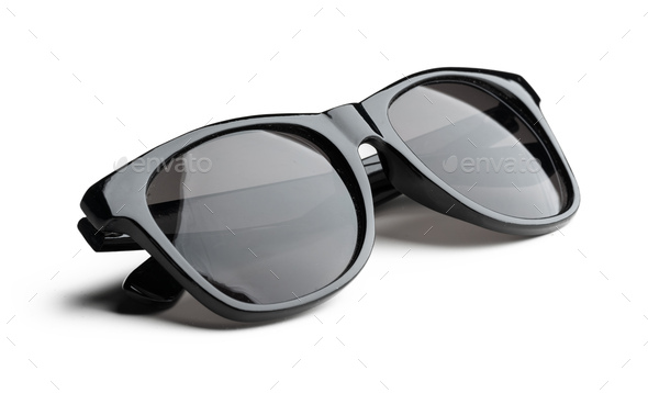 Unisex dark sunglasses isolated on white background Stock Photo by