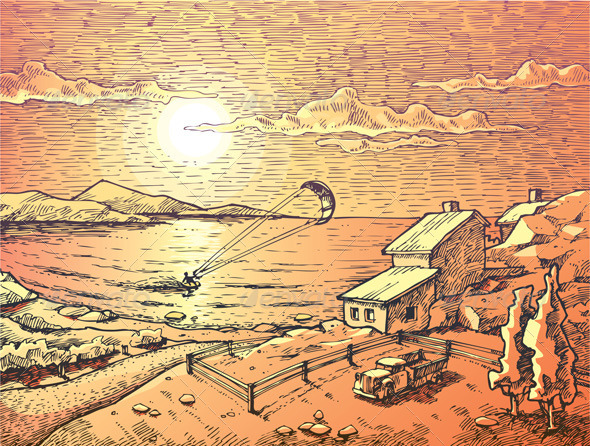 Seacsape with the Kitesurfer - Sports/Activity Conceptual