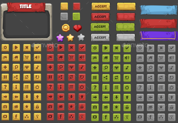 Ui Elements - Stone, Game Assets | GraphicRiver