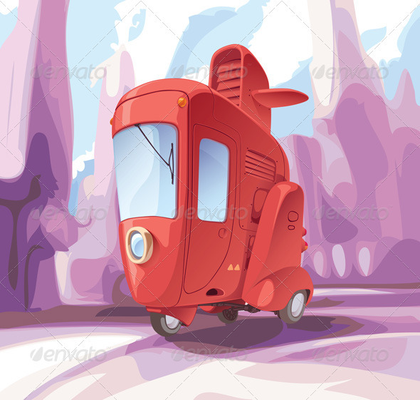 Three-wheeled Retro City Car - Retro Technology
