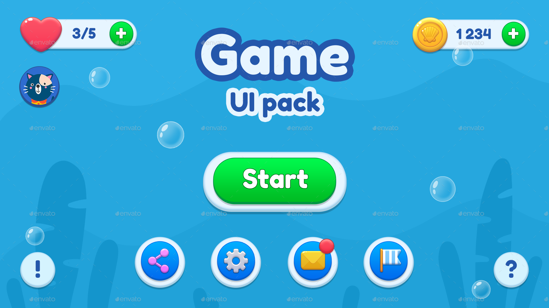 Casual GUI/ Mobile Game UI Pack, Game Assets | GraphicRiver