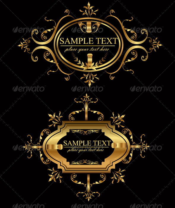Retro Vector Gold Frames - Flourishes / Swirls Decorative