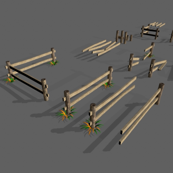 Low Poly Fence Set