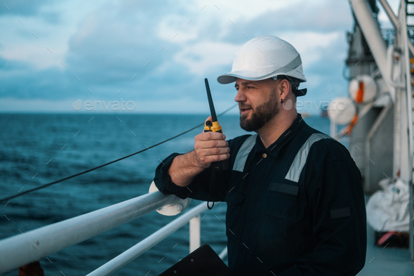 Marine Deck Officer or Chief mate on deck of offshore vessel or ship