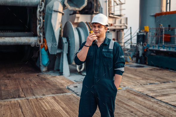 Marine Deck Officer or Chief mate on deck of offshore vessel or ship