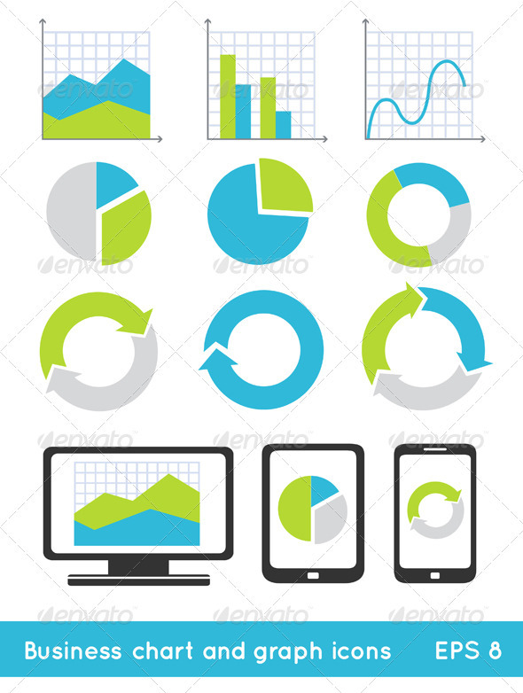 Business Chart And Graph Icons - Web Elements Vectors