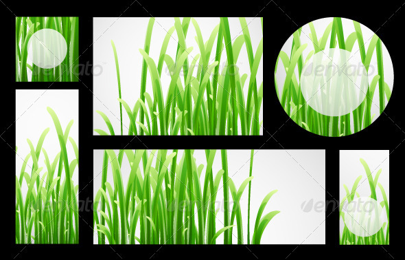 Vector Grass Banners - Backgrounds Decorative