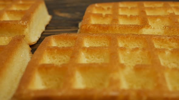 Pastry Chef Removes Purple Silicone Mold From Baked Belgian Waffles