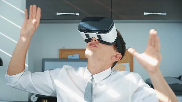 Businessman Wearing a VR Headset