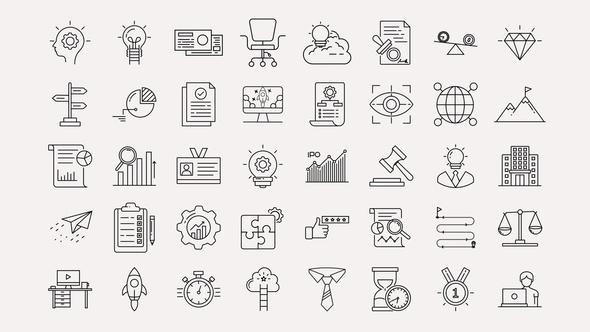 BusinessStartup Line Icons - VideoHive 33145242
