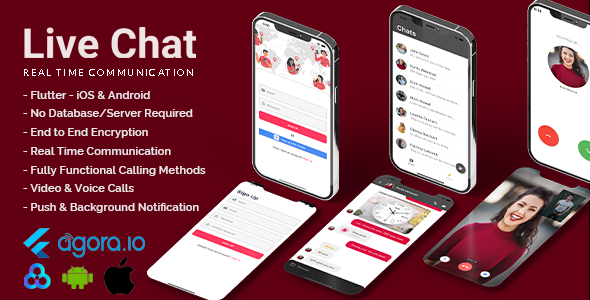 LiveChat - Flutter RealTime Chat App with No Database | Video & Voice Calling | Android & iOS