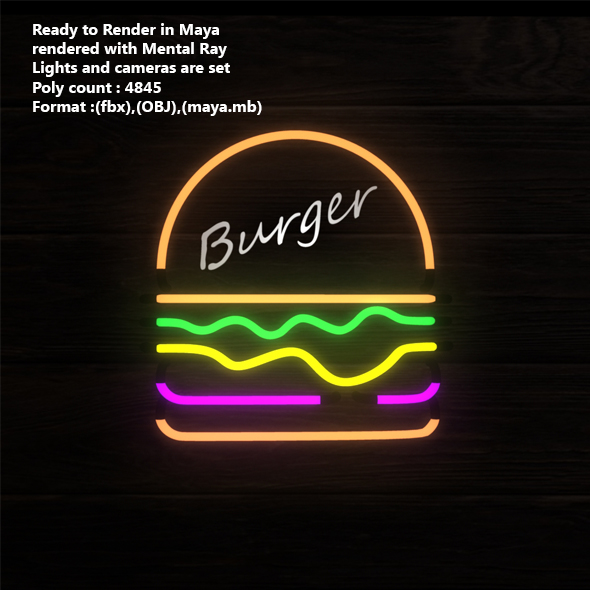 neon burger sign - 3Docean 33153020