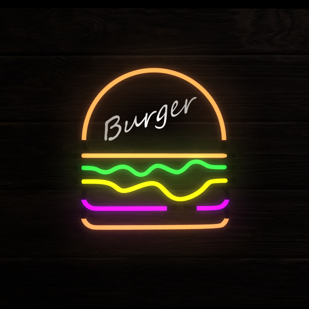 neon burger sign by gazisohan | 3DOcean