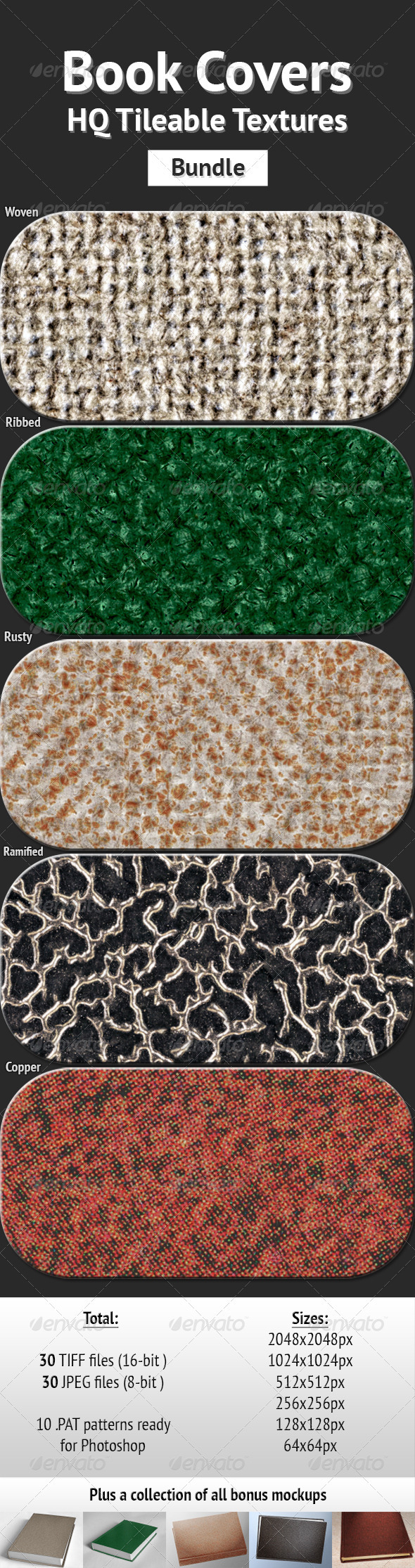 Book Covers - HQ Tileable Textures Bundle - Miscellaneous Textures