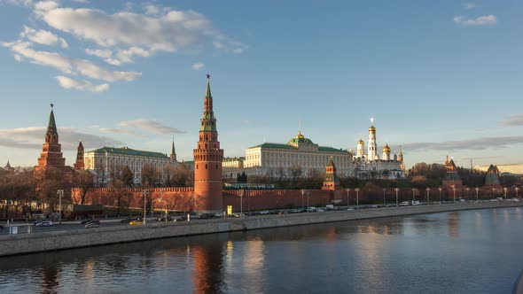 Moscow Kremlin. Day to Night Timelapse