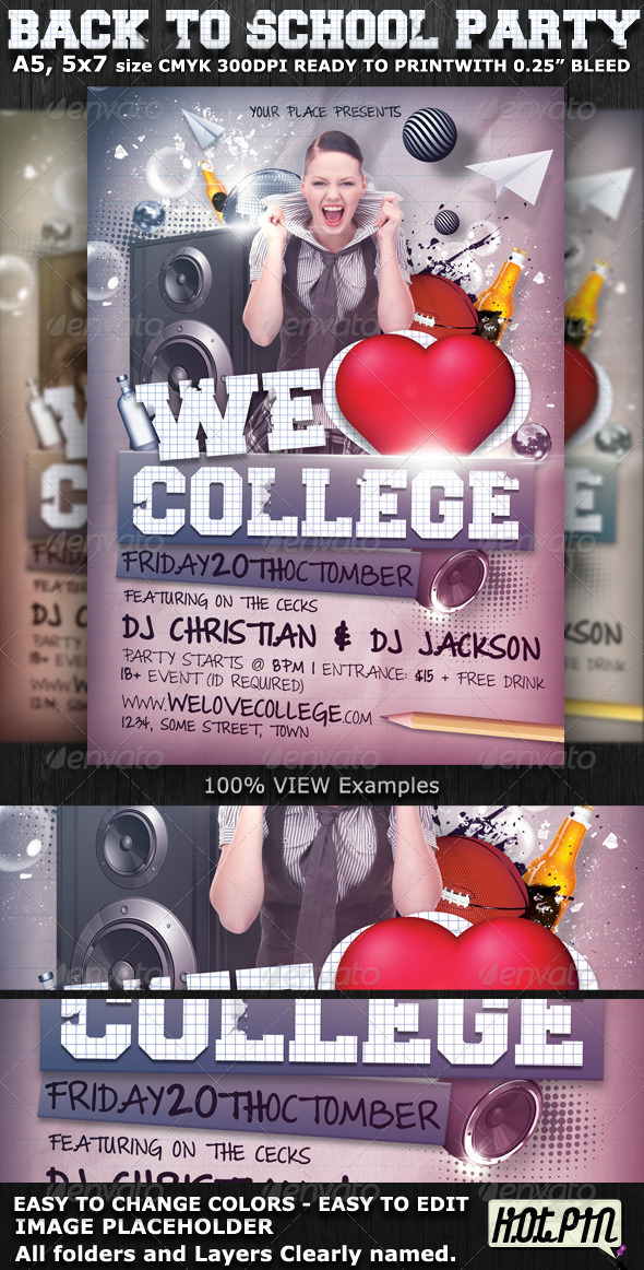 We Love College Party Flyer Template - Clubs & Parties Events