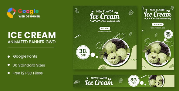 Ice Cream Animated Banner Google Web Designer