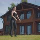 Young Athletic Girl Performs Squat Exercises Outdoors on Plot of Country House - VideoHive Item for Sale