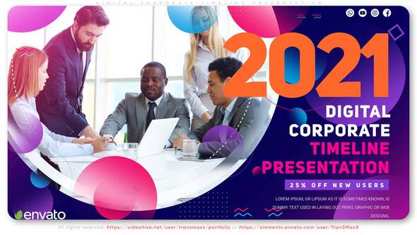 Digital Corporate Timeline Presentation Video Displays template preview