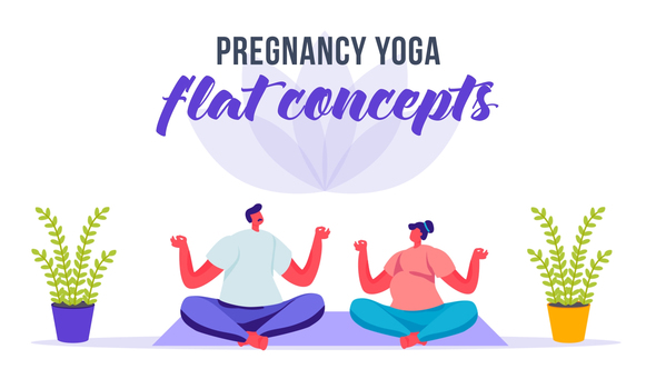 Pregnancy yoga - Flat Concept