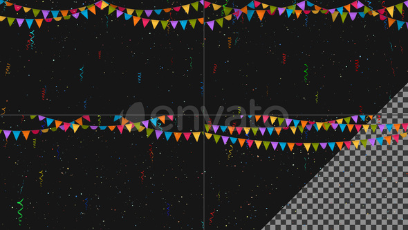 Bunting Flags with Falling Confetti - 4 Designs