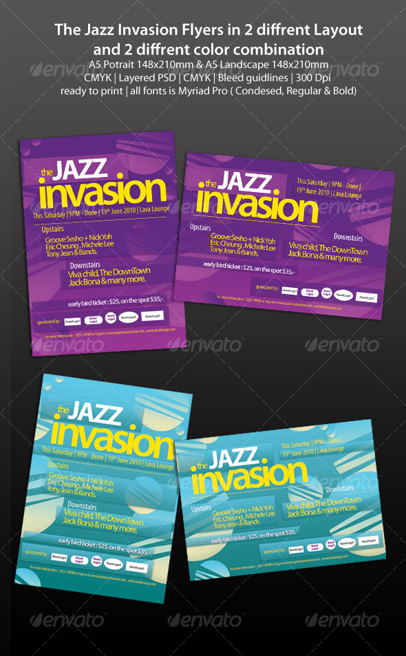 The Jazz Invasion Flyers - Clubs & Parties Events