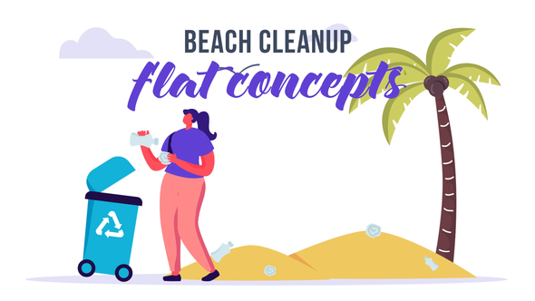 Beach cleanup - Flat Concept