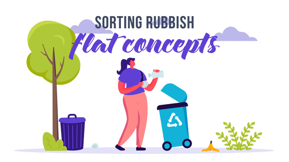 Sorting rubbish - Flat Concept