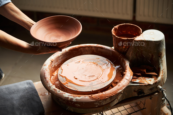 Ceramic Artist Hands Making Clay Bowl In Workshop Stock Photo By Svitlanah