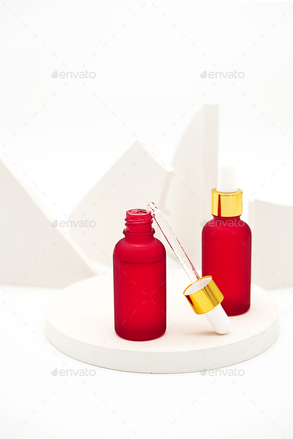 Serum Cosmetic Bottles, Mockup of Skin Care Products.