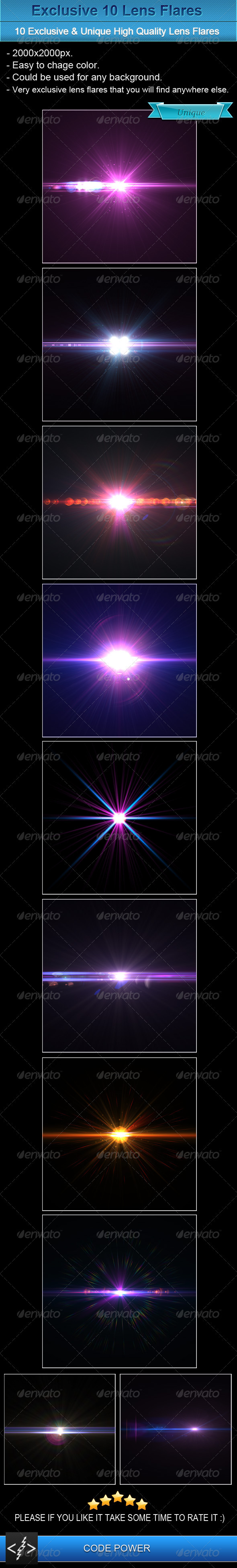 Exclusive 10 Lens Flares - Flourishes / Swirls Decorative