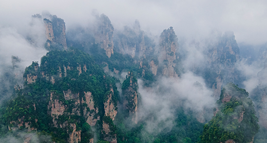 Aerial Hunan, Zhangjiajie, Hibiscus Town, China