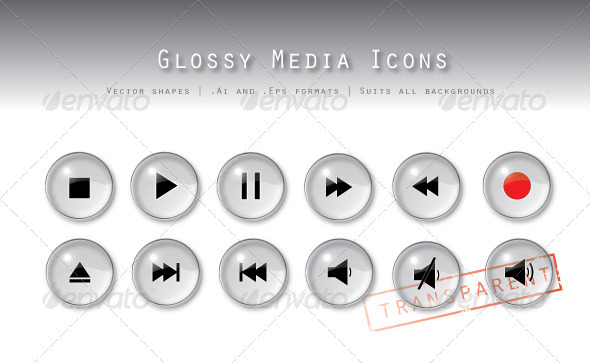 Transparent Media Buttons - Icons