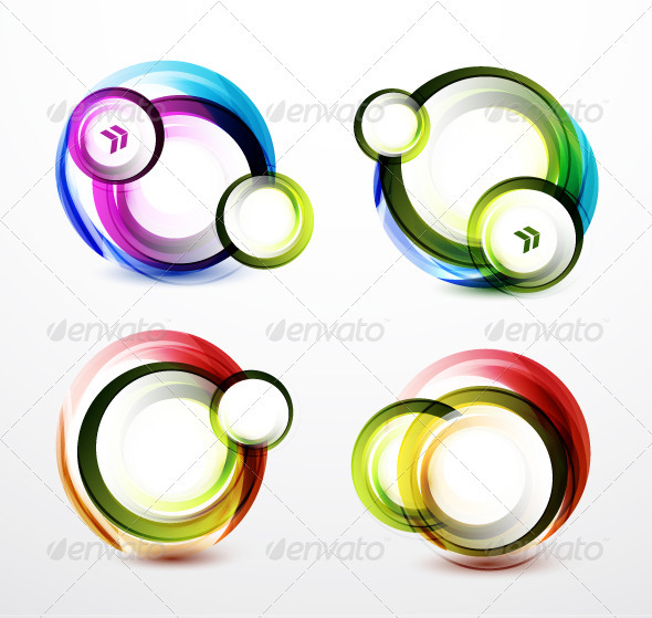 Rainbow Color Swirl Banners - Backgrounds Decorative