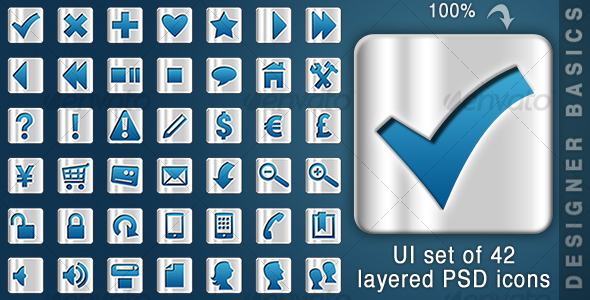 UI Matt Metal Icons (42 Icons) - Web Icons
