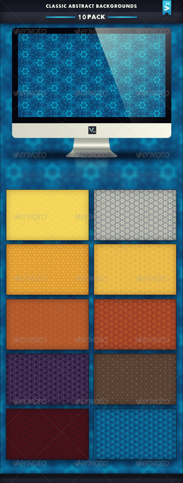 10 Pack - Classic Abstract Backgrounds V2 - Patterns Backgrounds