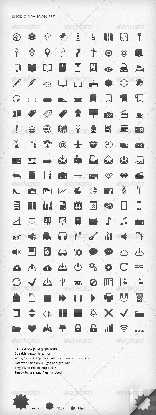 Slick Glyph Icon Set - Web Icons