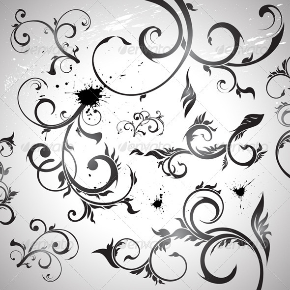 Floral design elements - Flourishes / Swirls Decorative