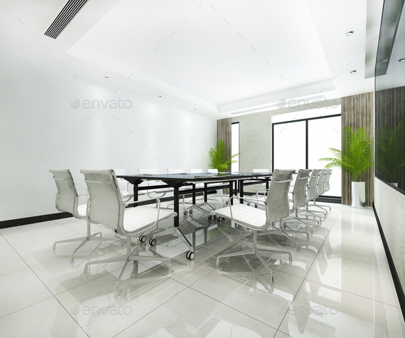 3d Rendering Business Meeting Room On High Rise Office Building Stock Photo By Dit