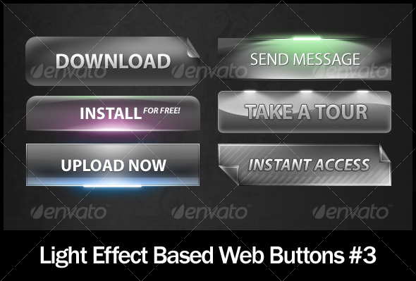 Light Effect Based Web Buttons #3 - Buttons Web Elements