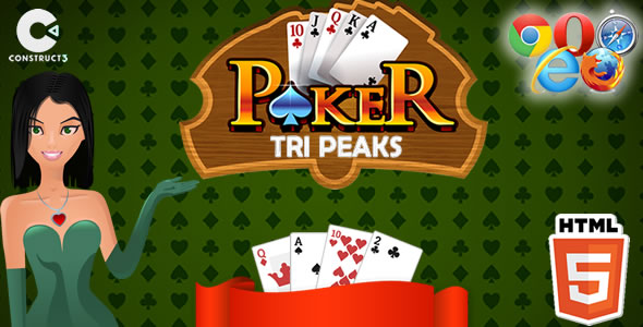 Tri Peaks Poker HTML5 Game - Construct 3 (.c3p)