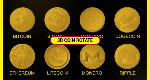8 Crypto 3D Coins Rotate
