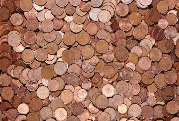 Heap of many euro cents - Stock Photo - Images