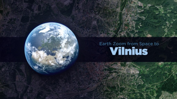 Vilnius (Lithuania) Earth Zoom to the City from Space