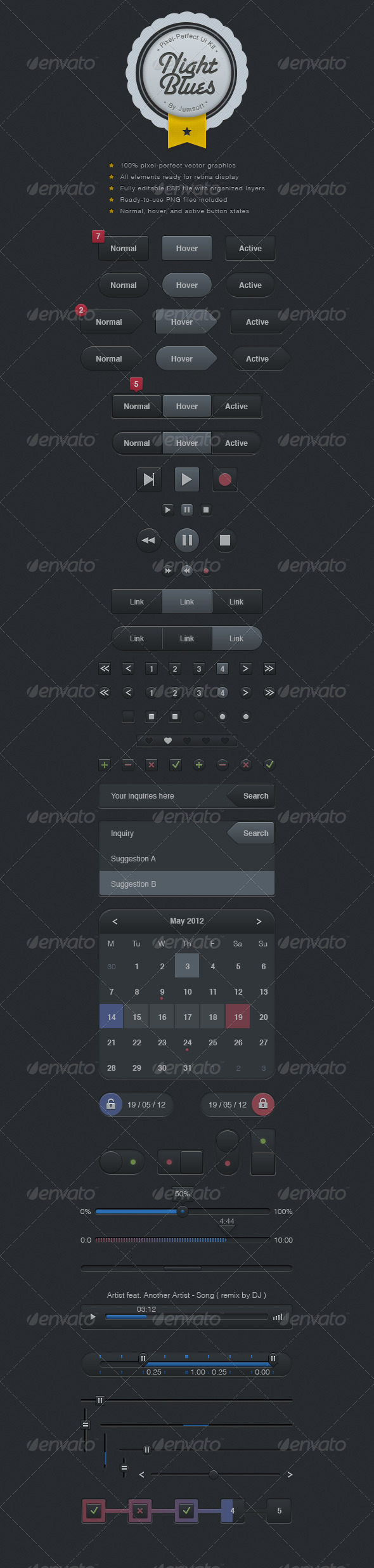 Night Blues UI Kit - User Interfaces Web Elements